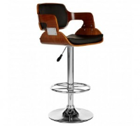 Candice Black Leather Effect and Walnut Wood Bar Stool - adjustable height