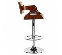 Candice White Leather Effect and Walnut Wood Bar Stool - adjustable height