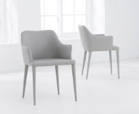 Capri Light Grey Leather Dining Chair