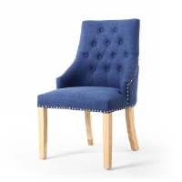Cara Classic Blue Linen Fabric Dining Chair