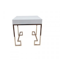 Carlton White Gloss And Rose Gold Side Table