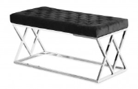 Carrina Black Plush Velvet Fabric Dining Bench