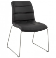 Charlotte Comfy Black Leather Chair Brushed Steel Legs