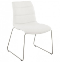 Charlotte Comfy White Leather Chair Brushed Steel Legs