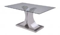 Chelise Clear Glass And Light Grey Gloss Table 150cm
