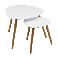 Chingra Wood and White Gloss Nest of Tables