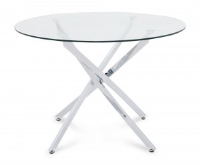Claire Clear Glass Round Dining Table 110cm