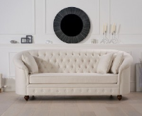 Clarey Ivory Cream Linen Fabric 3 Seater Sofa