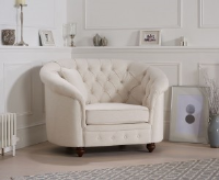 Clarey Plush Ivory Cream Linen Armchair