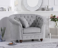 Clarey Plush Light Grey Linen Armchair