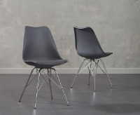 Claude Dark Grey Leather Dining Chair