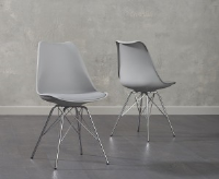 Claude Light Grey Leather Dining Chair