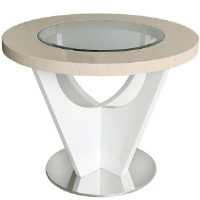 Claudia Cream & White Gloss Side End Table 67cm