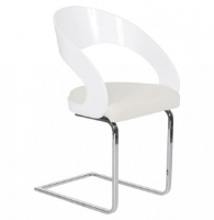 Clinick High Gloss Dining Chair With PU Seat - White