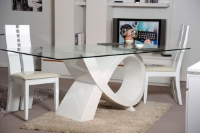 Conner White Gloss Dining Table - Glass Top