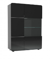 Courbe Gloss Black Display Cabinet 110cm