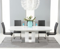Courbe High Gloss White Extending Dining Table