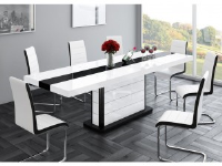 Cruz High Gloss Black & White Dining Table Extends Twice 160-256cm