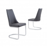 Curvell Grey Leather Dining Chair