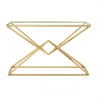 Dallas Clear Glass And Gold Console Table