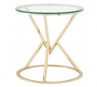 Dallas Clear Glass And Gold Side Table