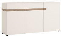 Darwin High Gloss White With Oak Trim 2 Drawer 3 Door Sideboard