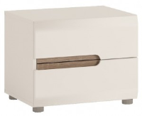 Darwin High Gloss White With Oak Trim 2 Drawer Bedside