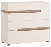 Darwin High Gloss White With Oak Trim 4 Drawer Chest Of Drawers