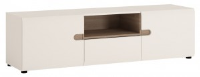 Darwin Wide High Gloss White TV Unit With Oak Trim 164cm