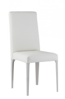 Dashiell High End White Leather Dining Chair-High Gloss Light Grey Legs