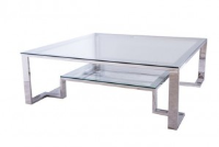 Dembray Clear Glass And Stainless Steel Coffee Table 120cm