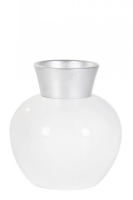 Devlan Large White High Gloss And Silver Vase