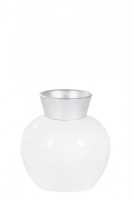Devlan White High Gloss And Silver Vase