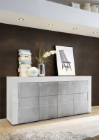Dionne 4 Door Concrete & White Gloss Sideboard