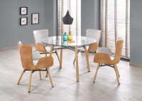 Dixon Round Glass Dining Table With Beech Legs 120cm