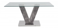 Dominico Grey And Clear Glass Dining Table 160cm