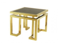 Dorian Black Glass And Gold Side Table 65cm