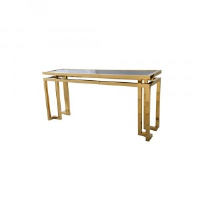 Dorian Black Glass And Gold Wide Console Table 160cm