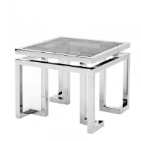 Dorian Black Glass And Stainless Steel Side Table 65cm