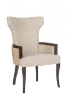 Ebony Cream And Beige Leather Dining Chair With Armrest