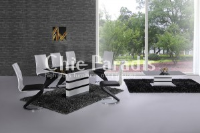 Ebru Extending High Gloss White Dining Table With Black Or Grey Glass