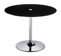 Eleanor Round Black Glass Dining Table 100cm