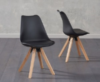 Elle Oak Leg And Black Leather Dining Chair