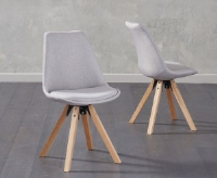 Elle Oak Leg And Light Grey Fabric Dining Chair