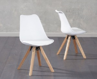 Elle Oak Leg And White Leather Dining Chair