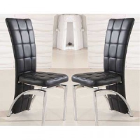 Erika Black Grid Leather Dining Chair