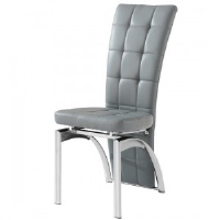 Erika Grey Grid Leather Dining Chair
