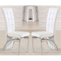 Erika White Grid Leather Dining Chair