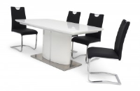 Fabian White Gloss Extending Dining Table + 4 Gabrielle Chairs