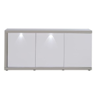 Felicia White And Taupe Gloss Tall Sideboard 210cm